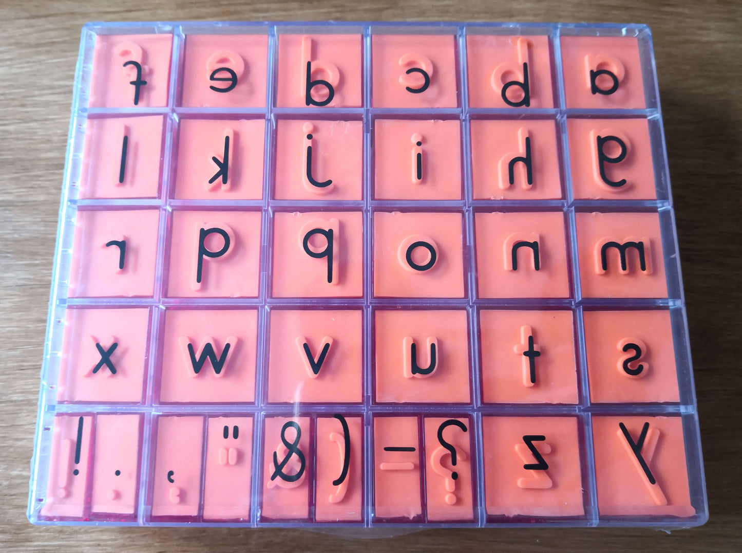 Lowercase alphabet rubber stamps