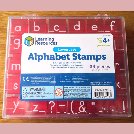 Lowercase alphabet rubber stamps