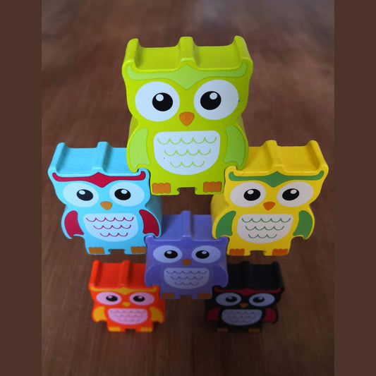Owl game - Wooden number stacking