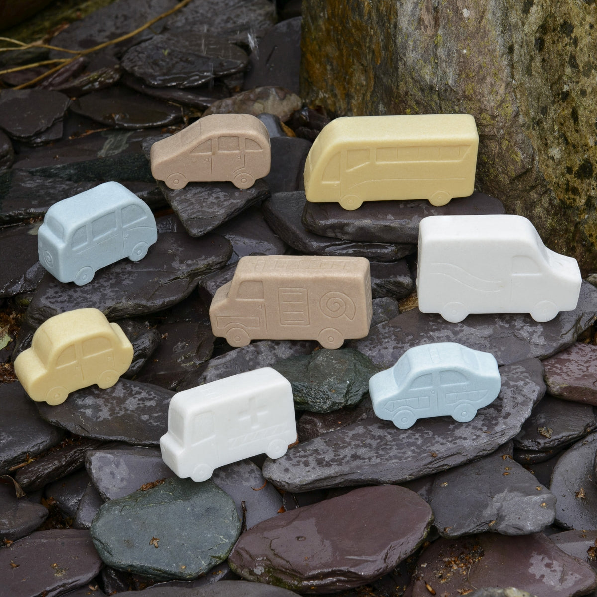 stone vehicles - small world EYFS