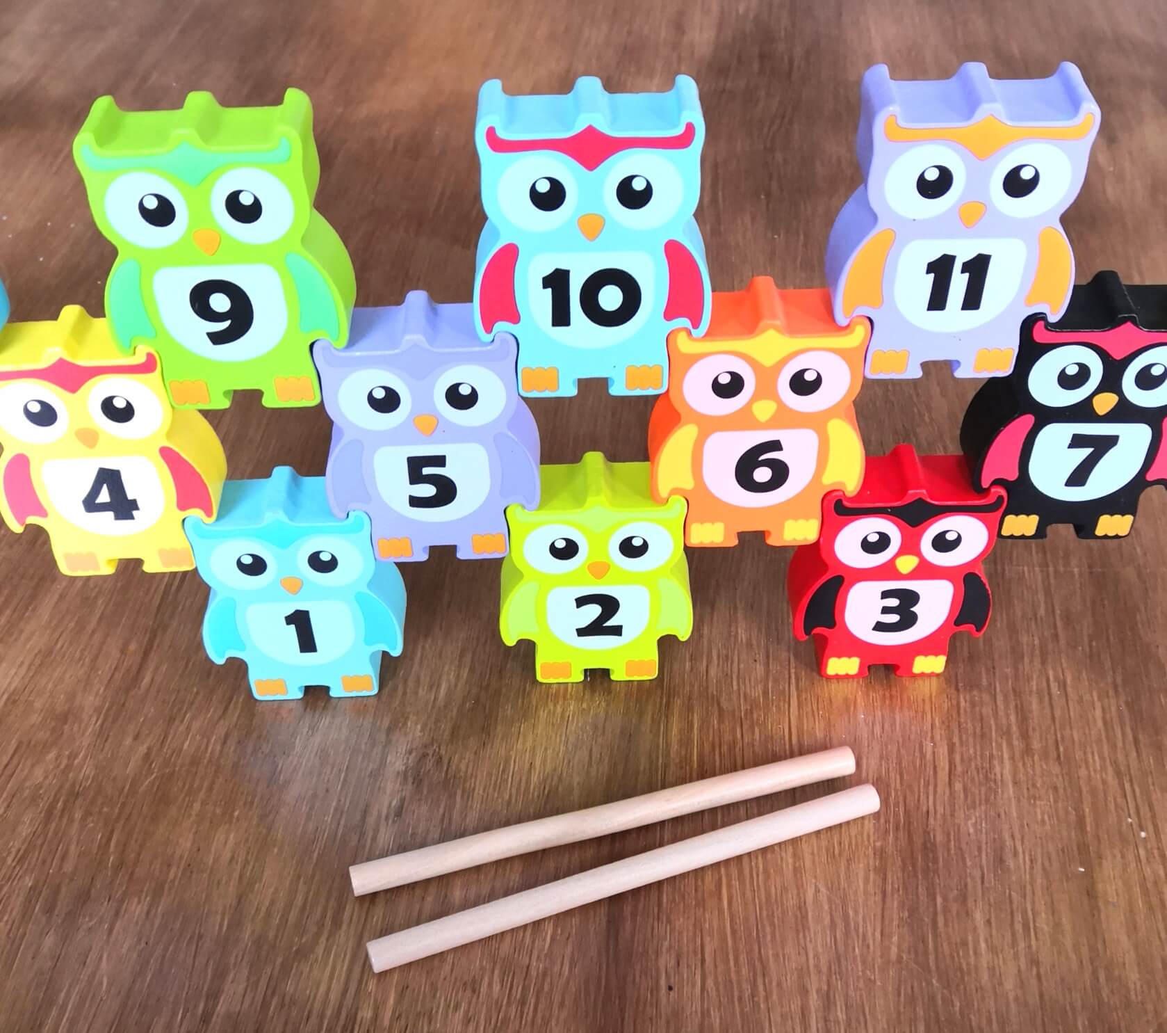 Owl game - Wooden number stacking