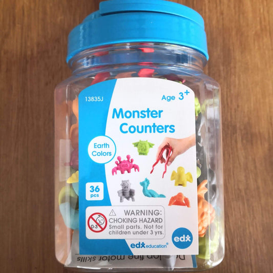 Monster Counters Jar and Tweezers