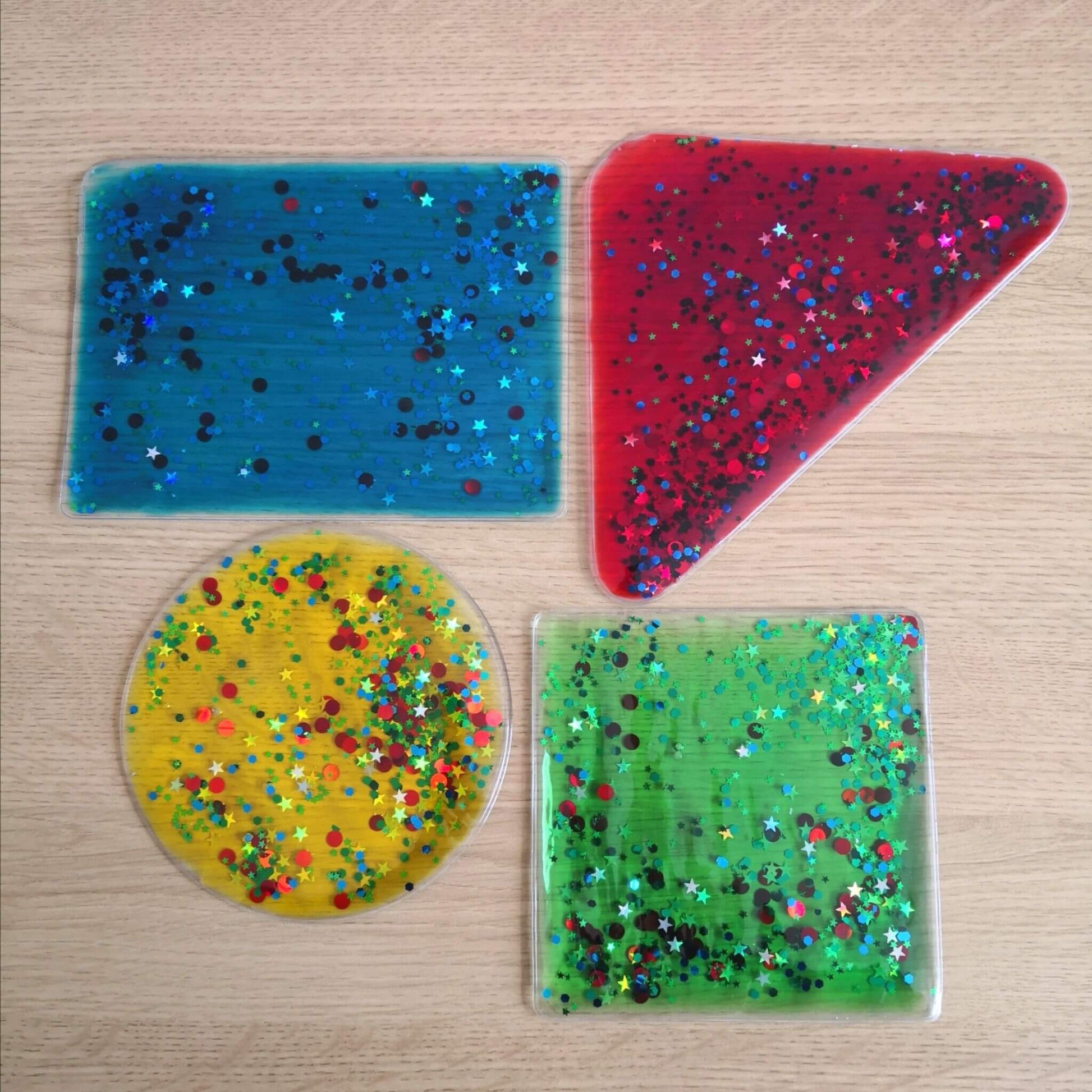 Sensory Gel Shapes with Glitter