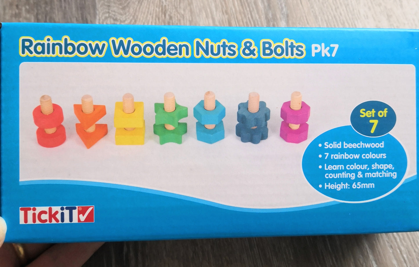 Educational toys - rainbow wooden nuts and bolts