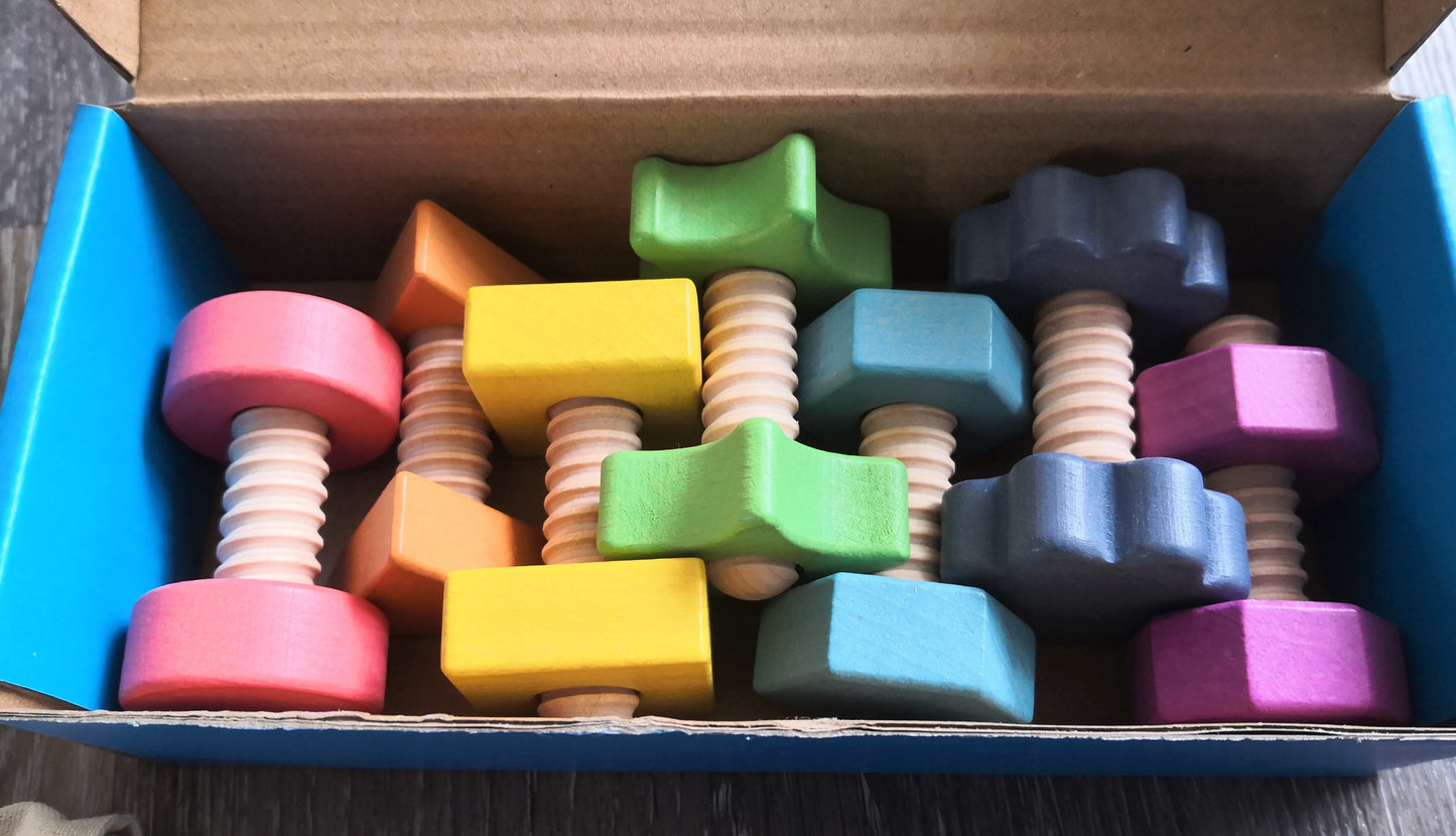 Rainbow wooden nuts and bolts